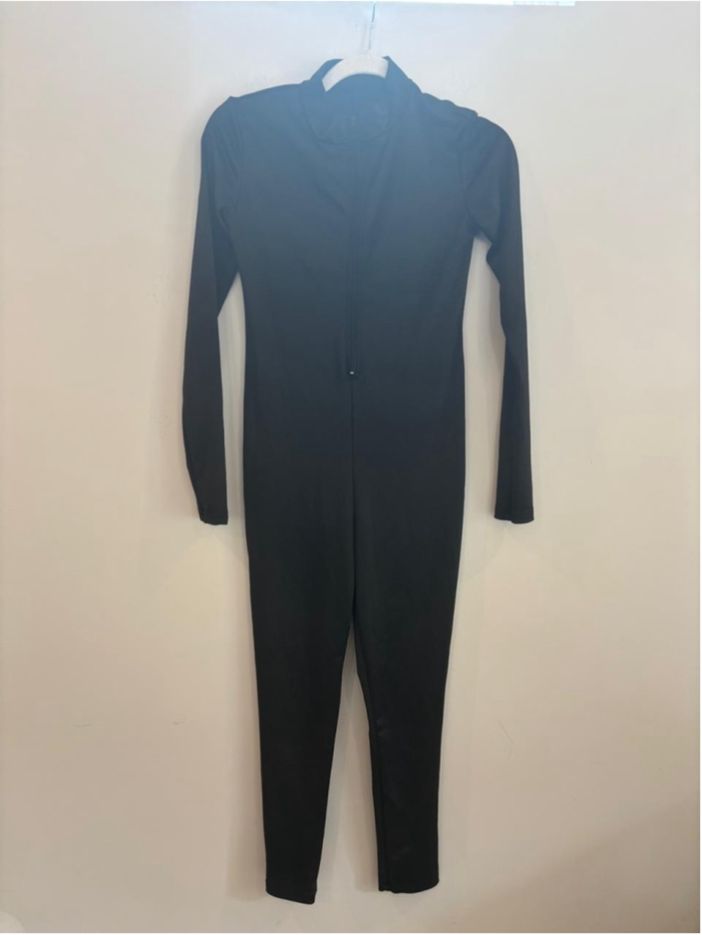 SHEIN Black Long Sleeve Zip Front Bodycon Catsuit Jumpsuit Size S #S39